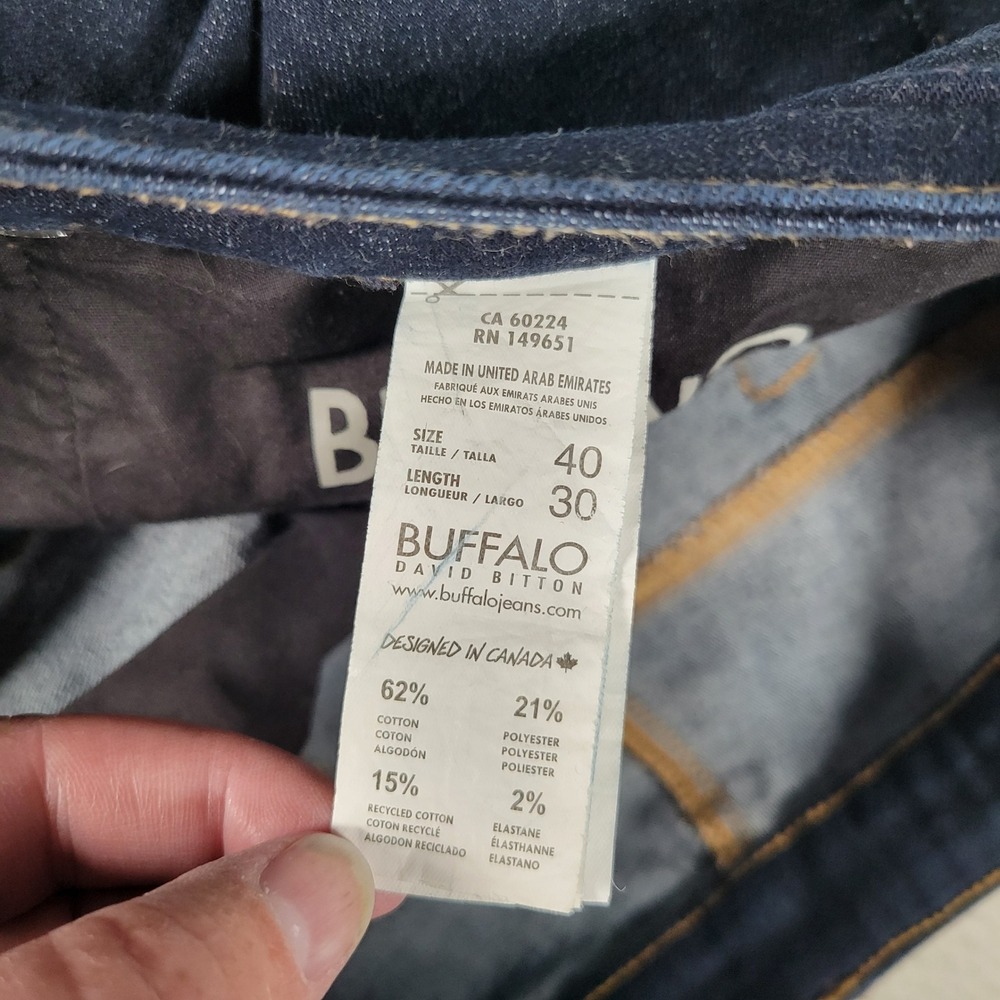 Buffalo David Bitton Jeans Mens 40x30 Dark Indigo Straight Six Mid Rise Denim - Picture 9 of 14
